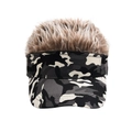 Camouflage visor hat with integrated brown synthetic hair wig for men in hip hop style - Brown Wig Black Camo
