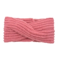 Fascia per capelli invernale in maglia intrecciata a mano color rosa tenue - Rosa pelle