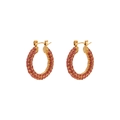 18K gold-plated stainless steel hoop earrings with pavé set pink zircon stones - 23mm / Rose Red
