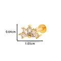Gold stainless steel crown labret stud with cubic zirconia stones, width 1.05cm - Fan Shape Crown (HSPJ0154-7#) / Gold Yellow