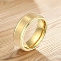 Minimalist men's titanium steel ring with gold brushed finish and polished edges - US 6 / Gold