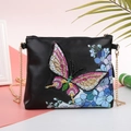 DIY diamond painting crossbody bag with colorful butterfly floral pattern and gold chain - Butterfly & Flower (Black) (AA074)