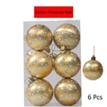 Set of 6 gold Christmas ornaments with glitter spiral stripes and hanging strings - F-Gold Painted