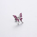 Titanium steel butterfly cartilage earring with pink marquise zircon stones in silver finish - Pink Marquise Gemstone Butterfly Style (A09-6#)