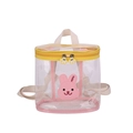 Mochila infantil de PVC transparente con conejo rosa, cremallera amarilla y correas blancas - Conejo / Rosa