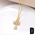 Elegante goldene Kreuzhalskette mit Herzenden und weißen Zirkonia-Verzierungen - Herzblatt Pave-Kreuz / Gold