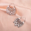Vintage hollowed-out geometric fan-shaped earrings with bohemian textured finish - Antique Silver (4858)