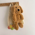 Cute plush puppy backpack in brown with soft fur and adjustable yellow straps - Khaki