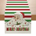 Runner da tavola natalizio con stampa Babbo Natale vintage e motivo a righe colorate - Babbo Natale Vintage a Righe