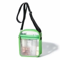 Transparent green PVC crossbody bag with adjustable black strap and inner compartments - Green
