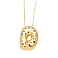 Letter D gold pendant necklace with colorful cubic zirconia on a square link chain - Style D