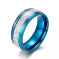 Herrenring aus blauem Edelstahl mit silberner Textureinlage und modernem mattem Finish - US 7 / Blau