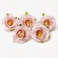 Set de cinco cabezas de flores artificiales rosas realistas con centros amarillos para bricolaje - #3 Rosa Camelia (Pack de 5)