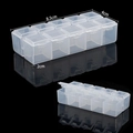 Transparent 10-compartment jewelry storage box with individual lids, 8.5x4x2 cm size - 10-Grid Small Rectangle Plastic Box