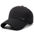 Gorra de béisbol clásica negra con placa de metal y visera con seis filas de costura - Ajustable / Negro