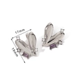 Polished silver heart earrings featuring a purple rectangle gem and cubic zirconia - Silver Heart Purple Stone Rhinestone Earrings(HF-E3268-S)