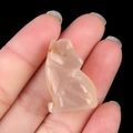 Hand-carved beige agate fox gemstone figurine with natural red-brown mineral texture - Fox Pattern / Natural Agate