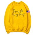 Unisex bright yellow fleece sweatshirt with Turning Point print and US flag patch - Yellow