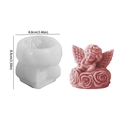 Sleeping baby angel with rose wings silicone mold and pink finished resin art - NO.3 Sitting Rose Angel / Semi-transparent White