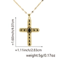 Collier croix plaqué or avec des pierres de zircon noir et une chaîne ondulée - Style I / Pendentif + Chaîne à Lèvres