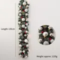 135cm pre-lit Christmas garland with pine cones, red berries, and silver ornaments - 135cm Silver & White Decorated Garland With LED