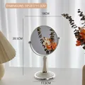Specchio da tavolo bianco minimalista con base tonda e dimensioni 18x28,5 cm - 1# Specchio tondo piccolo a doppia faccia