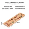 Folding wooden Mancala board game with colorful polished stones and natural wood finish - Large Bamboo Foldable Mancala