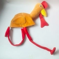 Funny turkey plush hat for Thanksgiving party costume featuring orange legs and feathers - Ostrich Hat