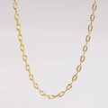 Primer plano detallado del collar de cadena de acero inoxidable dorado con eslabones texturizados - Dorado
