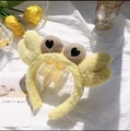 Cute yellow plush crab headband with soft lamb wool material for face washing and styling - Hair Hoop-Yellow Crab