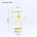 Golden carousel spinning candle holder with rotating horse pendants and metallic finish - Carousel Style / Gold
