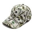 Détail de la casquette de baseball avec imprimé réaliste de billet de 100 dollars US - M (56-58cm) / Impression Billet de Dollar Multicolore (1#)