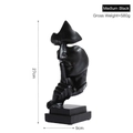 Abstract silence is golden sculpture in matte black resin finish, medium 27cm size - Silence Is Gold - Medium (Black)