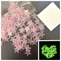 Pink glowing star wall stickers with adhesive pads and packaging for room decor - Thin Version/100 Pieces Pack / 2cm/Glow / Pink