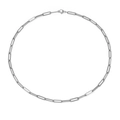 Minimalist silver stainless steel paperclip chain necklace with lobster clasp closure - Silver Tone 42cm