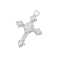 Macro shot of silver cross pendant featuring colorful crystal settings and hanging ring - Platinum Color White Zirconia