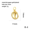Detail of 18K gold-plated cobra charm with zircon stones for DIY jewelry making - Gold Snake E-1