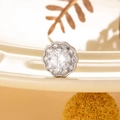 Silver flower stud earring with brilliant round cubic zirconia on a ceramic tray - White Flower (A214-1#White)
