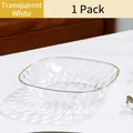 Piatto da frutta quadrato trasparente bianco con texture a diamante e bordo dorato - Bianco Trasparente (1 pz)