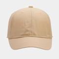 Detail shot of the breathable eyelets and premium stitching on khaki baseball cap - Adjustable / Khaki