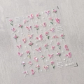 Laser gold butterfly and floral nail art sticker M-402 with holographic finish - Pink Butterfly Flower (M-402) / Transparent Glass Shard Laser