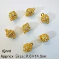 8mm golden magnetic sphere clasp with rhinestones for DIY jewelry making - 8mm Rhinestone Sphere / Gold
