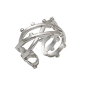 Zilveren gevlochten roestvrijstalen ring met minimalistische studs in geometrische stijl - Gekruist Kraal Ontwerp (ZR046S) / Zilver
