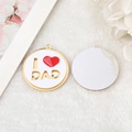 DIY acrylic keychain pendants featuring I Love Dad cutout design on soft white fur background - I Love Dad Round