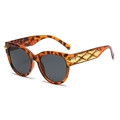 Retro-Oval-Sonnenbrille mit Schildpattmuster, breiten Goldakzenten und grauen Gläsern - Gemischte Schildpatt Graue Linse
