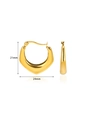 Minimalist gold geometric hoop earrings with fluid streamline design, size 21mm by 24mm - Geometric Irregular Streamline (E4621)