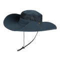 Dark blue outdoor wide brim sun hat with mesh vents and chin strap for men - Navy Blue