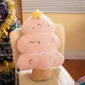 Pink Christmas tree plush pillow made of soft lamb wool with embroidered Merry text - Pink Christmas Tree / 55cm