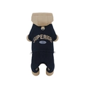 Dog winter jumpsuit in navy blue and khaki with D-ring and Superior lettering - S / Khaki