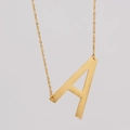 Elegant 18K gold plated stainless steel necklace featuring a polished capital letter A pendant - Gold Letter A (With Chain)